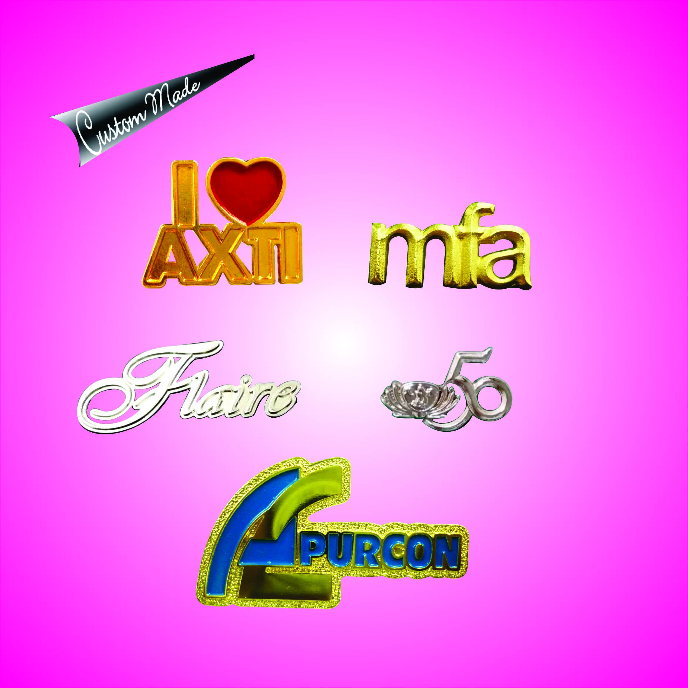 Collar Pin - Special Die Cut Wording / Logo