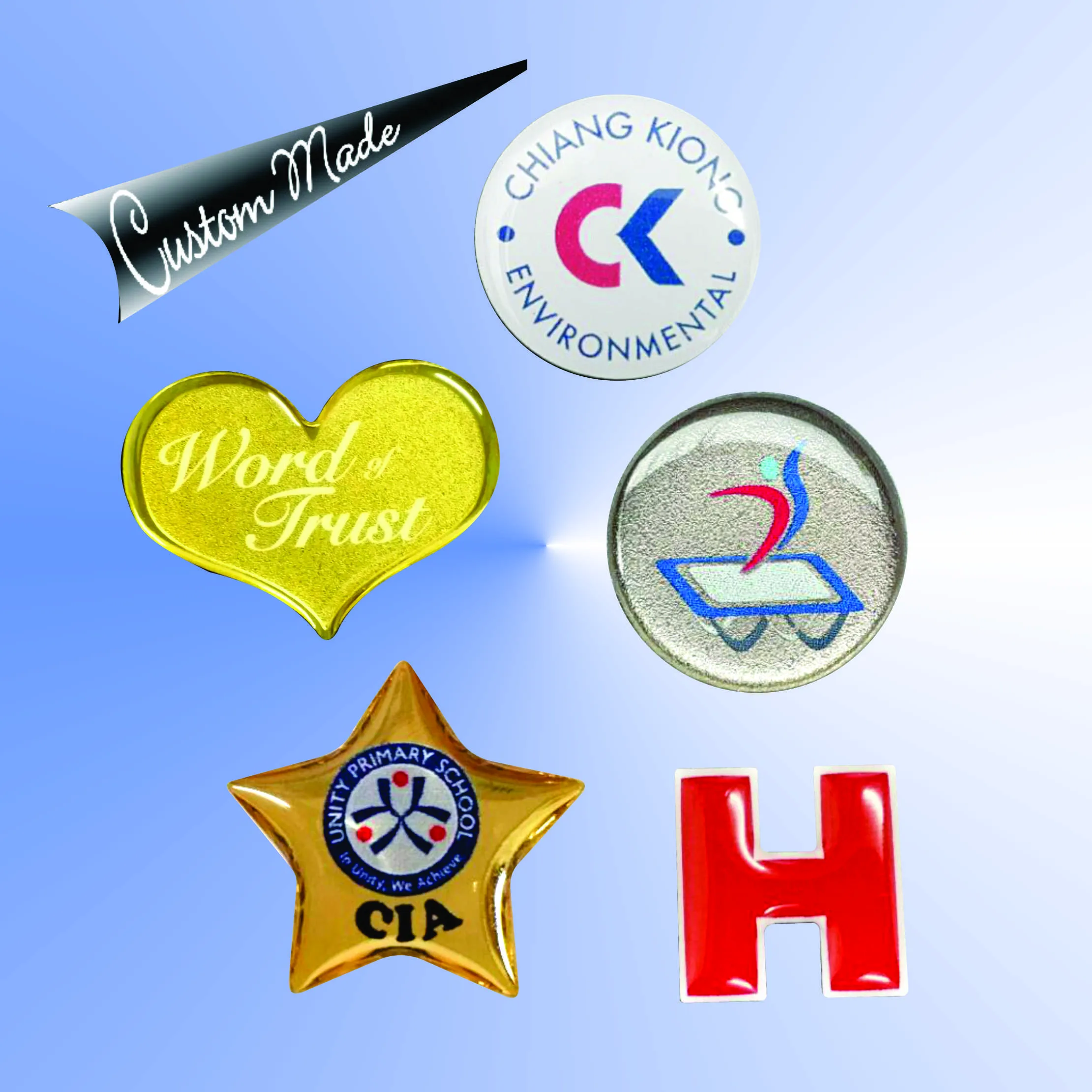 Collar Pin - Etching UV Printing Pin With Epoxy Coated