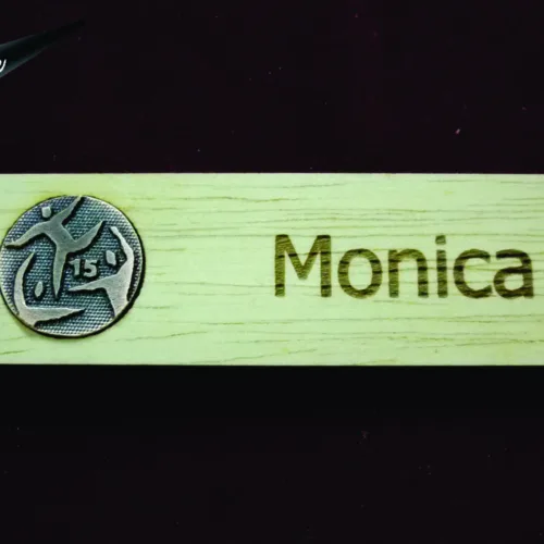 Wooden Name Tag With Casting Logo