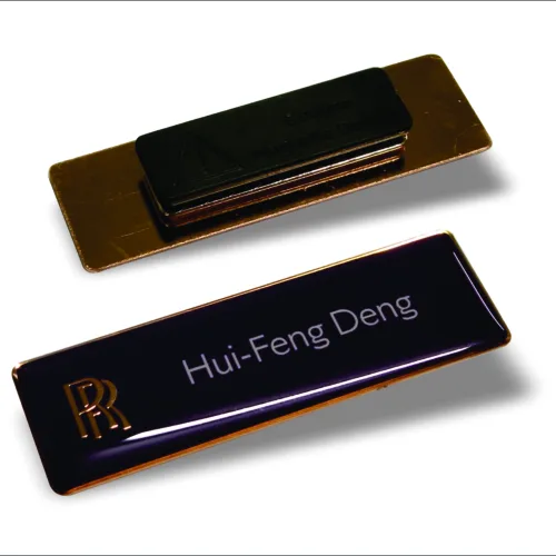 Copper plated metal name tag with epoxy